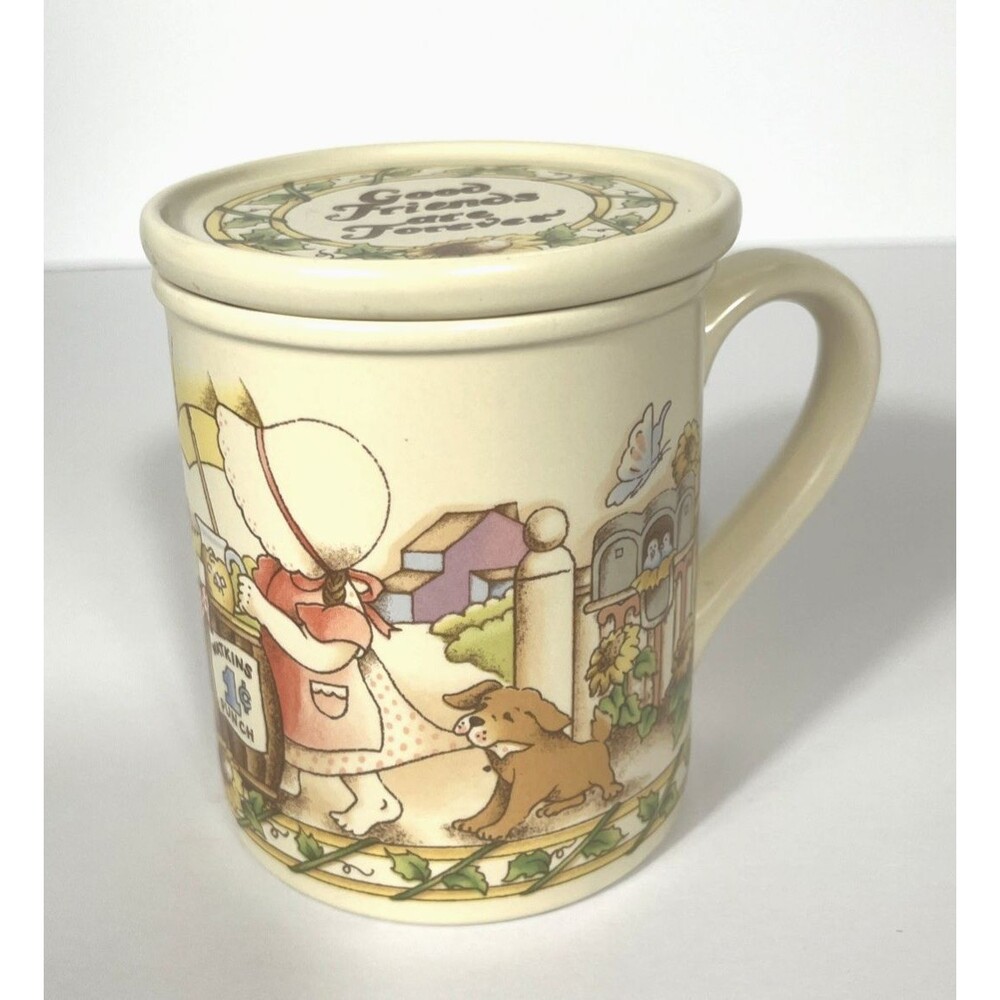 Vintage Enesco Country Kids Watkins Good Friends Forever Mug & Coaster 1988